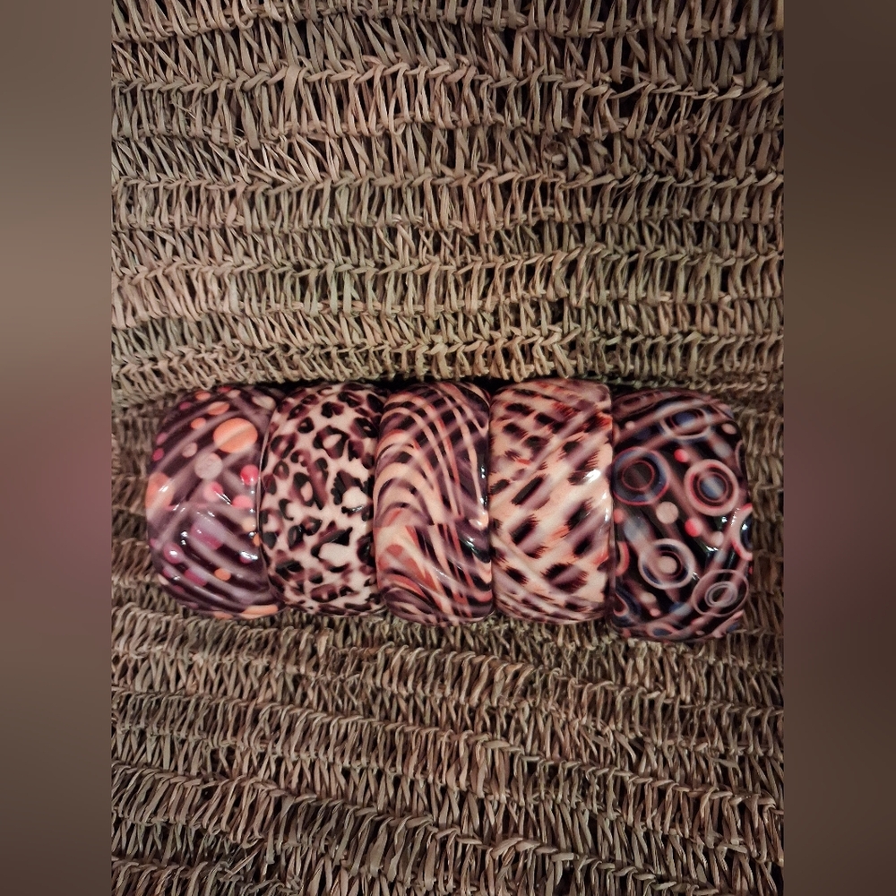 5 Patterned Colorful Bangles - Picture 2 of 5